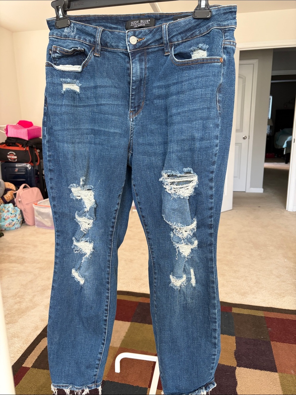 Judy Blue Distressed Dark Blue Skinny Jeans